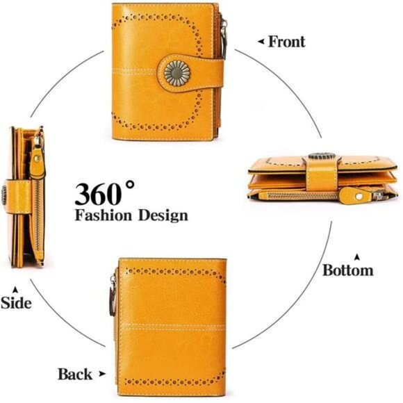 SENDEFN Small Womens Wallet Leather Bifold Card Holder RFID Blocking Coin Zip - Picture 3 of 7